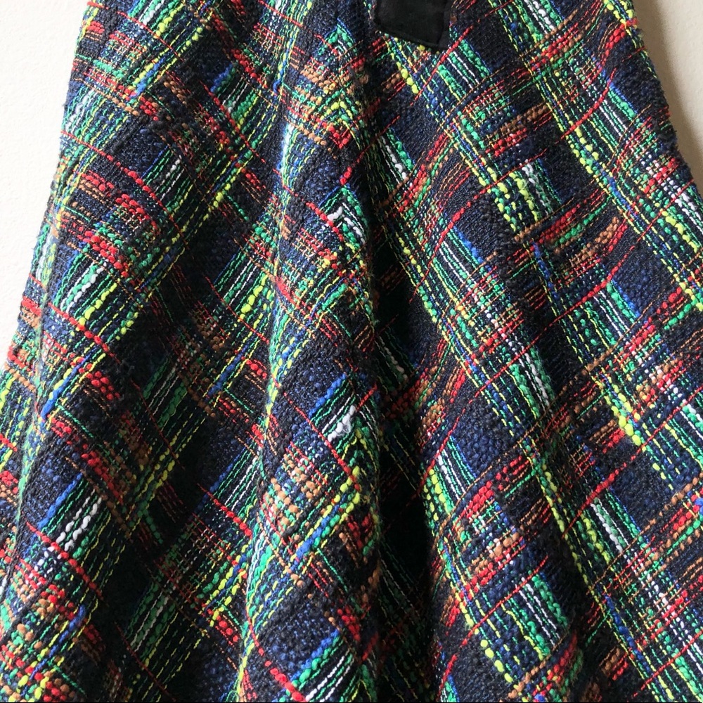 Zara Autumn Vintage Tweed Tartan Plaid High Waist Midi Skirt Size XS - Picture 7 of 15